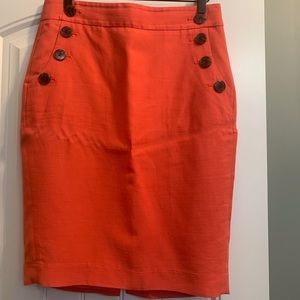 LOFT Coral Knee Length Skirt with Buttons